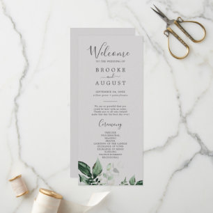 Emerald Greenery Gray Wedding Program Programm