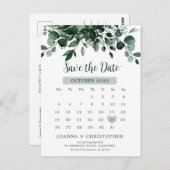 Emerald Greenery Green Eucalyptus Save the Date Postkarte (Vorne/Hinten)