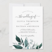 Emerald Greenery Green Garden Monogram Wedding Einladung (Vorderseite)