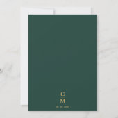 Emerald Greenery Green leaf Gold Monogram Wedding Einladung (Rückseite)