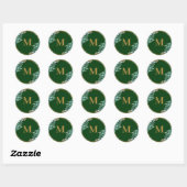 Emerald Greenery | Green Monogram Umschlag Aufkleb Runder Aufkleber (Blatt)