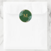 Emerald Greenery | Green Monogram Umschlag Aufkleb Runder Aufkleber (Tasche)