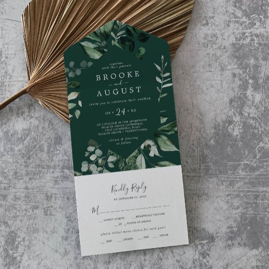 Emerald Greenery | Grüne Hochzeit All In One Einladung