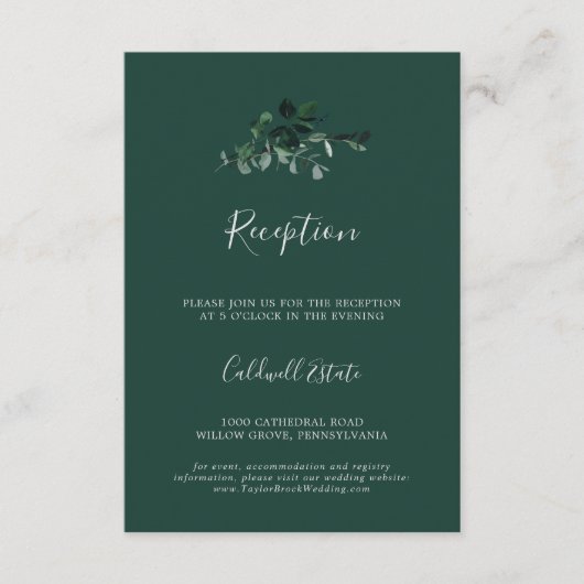 Emerald Greenery | Grüne Hochzeit Begleitkarte (Vorderseite)