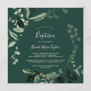 Emerald Greenery Grüne Taufe Einladung