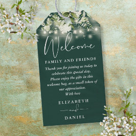 Emerald Greenery Gunst Willkommenskorbbeutel Geschenkanhänger