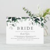 Emerald Greenery Horizontal Bride Brautparty Einladung (Stehend Vorderseite)