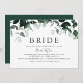 Emerald Greenery Horizontal Bride Brautparty Einladung (Vorne/Hinten)