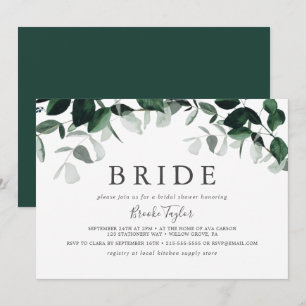Emerald Greenery Horizontal Bride Brautparty Einladung