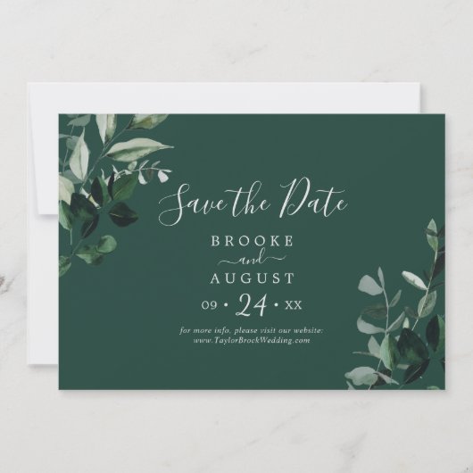 Emerald Greenery | Horizontal grün Save The Date (Vorderseite)