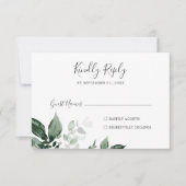 Emerald Greenery Horizontal Wedding RSVP Card (Vorderseite)