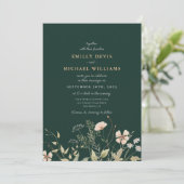 Emerald Greenery in einer Hochzeitsfeier Einladung (Stehend Vorderseite)