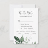 Emerald Greenery Menu Choice Wedding RSVP Card Karte (Vorderseite)
