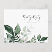 Emerald Greenery Menu Choice Wedding RSVP Postcard Einladungspostkarte (Vorderseite)