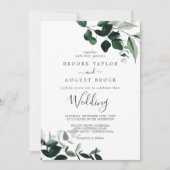 Emerald Greenery Moody Blätter QR Code UAWG Weddin Einladung (Vorderseite)