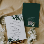 Emerald Greenery Moody Blätter QR Code UAWG Weddin Einladung
