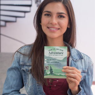 Emerald Greenery Mountain Pine QR Code Wedding RSVP Karte