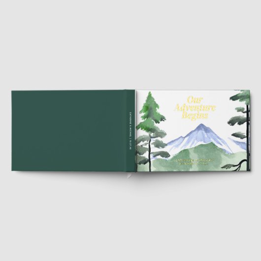 Emerald Greenery Mountain Pine Rustikale Hochzeit Gästebuch (Voll)