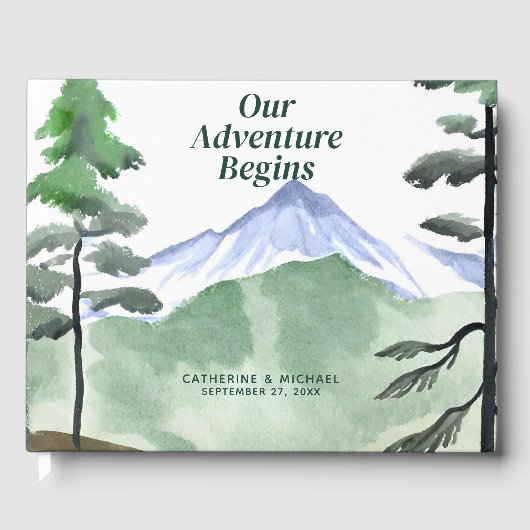 Emerald Greenery Mountain Pine Rustikale Hochzeit Gästebuch (Vorderseite)