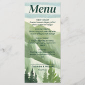Emerald Greenery Mountain Pine Rustikale Hochzeit Menükarte (Vorderseite)
