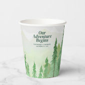 Emerald Greenery Mountain Pine Rustikale Hochzeit Pappbecher (Rückseite)