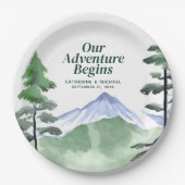 Emerald Greenery Mountain Pine Rustikale Hochzeit Pappteller (Vorderseite)