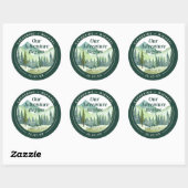 Emerald Greenery Mountain Pine Rustikale Hochzeit Runder Aufkleber (Blatt)