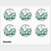 Emerald Greenery Mountain Pine Rustikale Hochzeit Runder Aufkleber (Blatt)