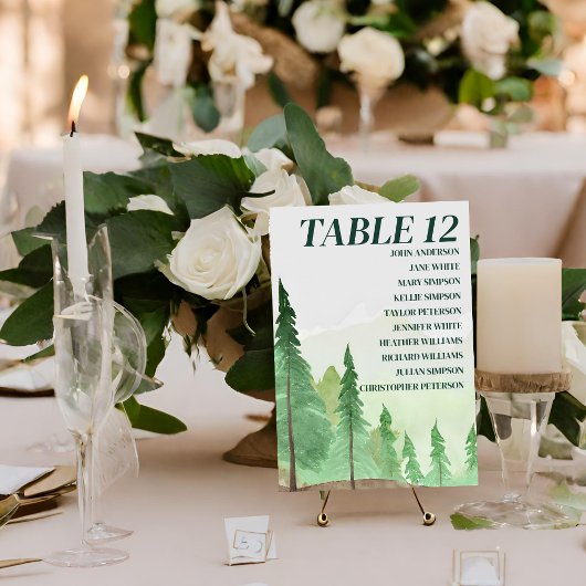 Emerald Greenery Mountain Pine Rustikale Hochzeit Tischnummer