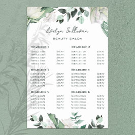 Emerald Greenery Price List Poster