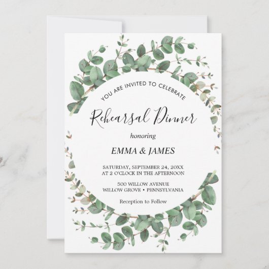 Emerald Greenery Probe Dinner Einladung (Vorderseite)