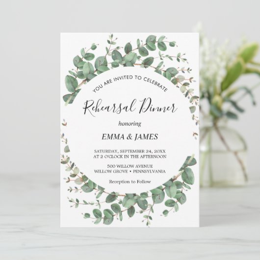 Emerald Greenery Probe Dinner Einladung (Stehend Vorderseite)