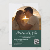 Emerald Greenery QR Code Foto Arch Wedding Einladung (Rückseite)