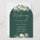 Emerald Greenery QR Code Foto Arch Wedding Einladung (Vorderseite)