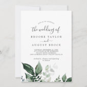 Emerald Greenery QR Code Wedding Einladung (Vorderseite)