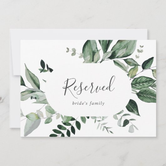 Emerald Greenery Reserved Sign (Vorderseite)