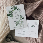 Emerald Greenery Save the Date Postcard Einladungspostkarte<br><div class="desc">Diese smaragdgrüne Save the Date Postkarte ist perfekt für eine Hochzeit. Das elegante und dennoch rustikale Design besticht durch stimmungsvolle,  dunkelgrüne Blätter und Eukalyptus mit einem modernen böhmischen Waldgefühl.</div>