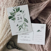 Emerald Greenery Save the Date Postcard Einladungspostkarte