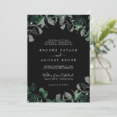Emerald Greenery | Schwarze feierliche Hochzeit Einladung (Stehend Vorderseite)