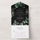 Emerald Greenery | Schwarze Hochzeit All In One Einladung (Innen Boden)