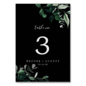 Emerald Greenery | Schwarze Tischnummer (Vorderseite)