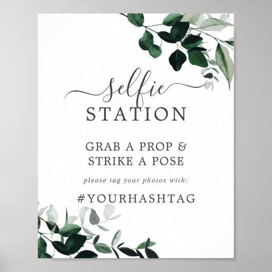 Emerald Greenery Selfie Station Wedding Sign Poster (Vorne)