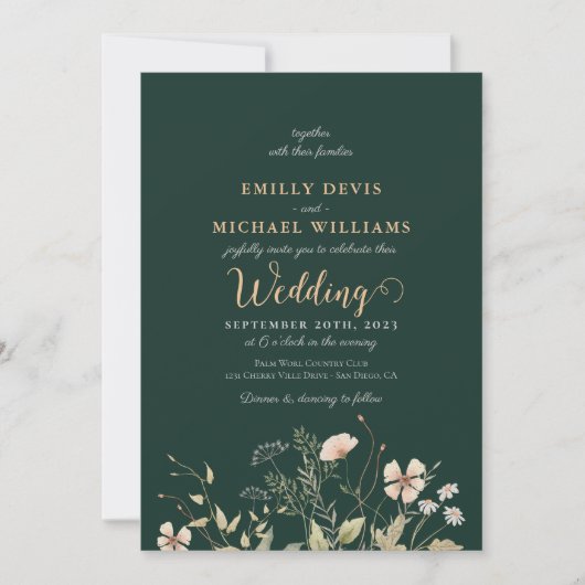 Emerald Greenery Signature Wedding Einladung (Vorderseite)