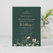 Emerald Greenery Signature Wedding Einladung (Stehend Vorderseite)