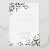 Emerald Greenery | Silberhüpfen Folieneinladung (Vorderseite)