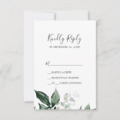 Emerald Greenery Simple Wedding RSVP Card Karte (Vorderseite)