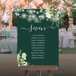 Emerald Greenery Sitzplan Tischnummer<br><div class="desc">Diese eleganten smaragdgrünen Blumenstrauß-Lichter Hochzeitslampen können mit dem Sitzplan Set Ihrer Gäste in schicken Typografie personalisiert werden. Die Karten werden auf der Vorder- und Rückseite gedruckt (doppelseitig). Entwickelt von Thisisnotme©</div>