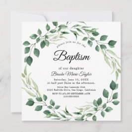 Emerald Greenery Square Taufe Einladung