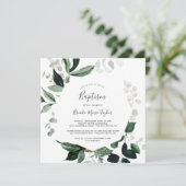 Emerald Greenery Square Taufe Einladung (Stehend Vorderseite)