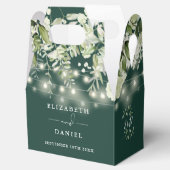 Emerald Greenery String Lights Monogram Wedding Geschenkschachtel (Geöffnet)